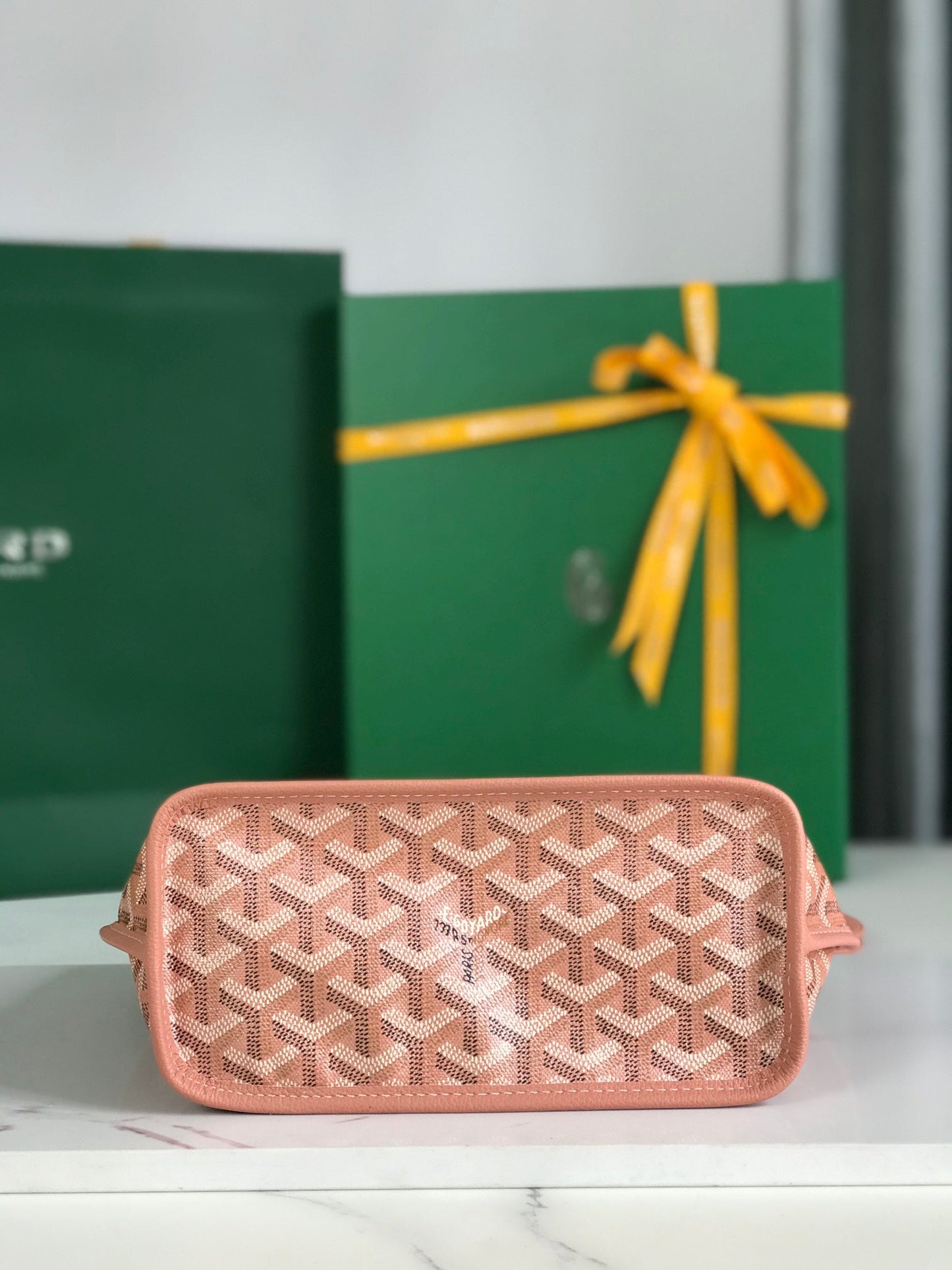 ANJOU MINI BAG 20 IN MANHATTAN PINK CALFSKIN AND GOYARDINE CANVAS