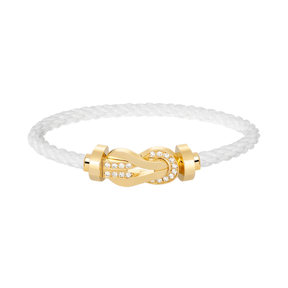 [baslovejewels]CHANCE LARGE 8 FIGURE BUCKLE HALF DIAMOND BRACELET GOLD