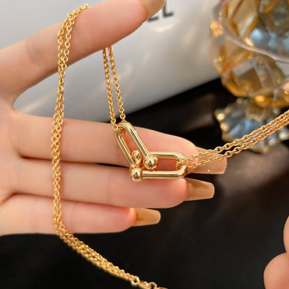 U-shaped Double Chain Glod Necklace