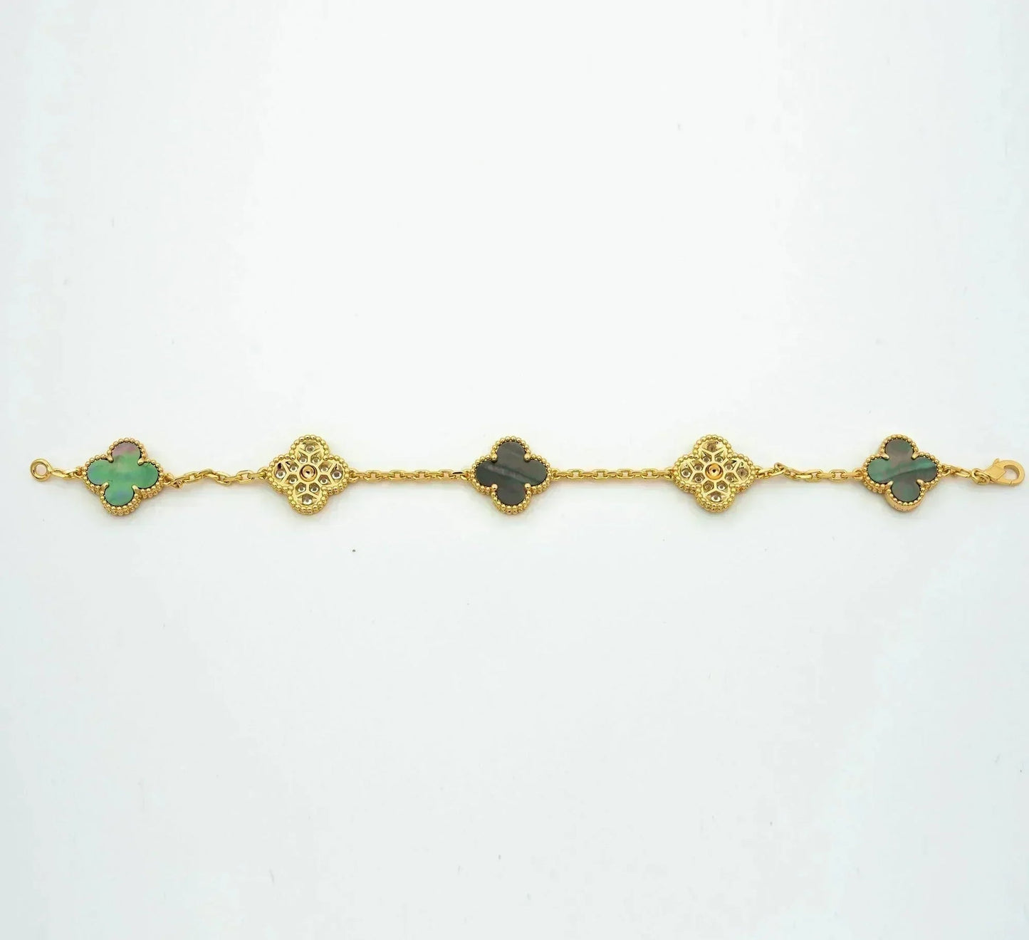 [AURORA]CLOVER 5 MOTIF GRAY MOP BRACELET COLLECTION