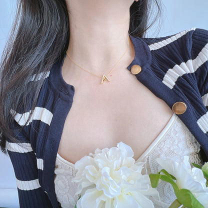 [AURORA]Sparkling "A" Shape Necklace