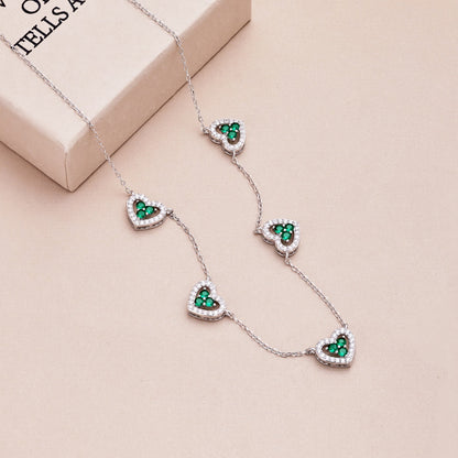 [baslovejewels]Sparkling Five Heart Necklace