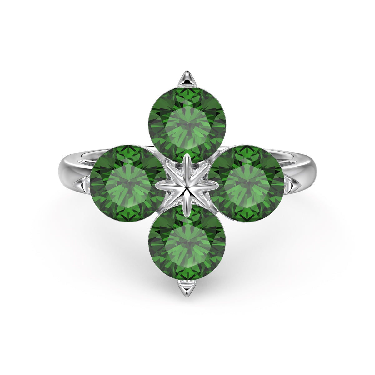 [baslovejewels]Four-Leaf Clover Eight-Pointed Star Ring