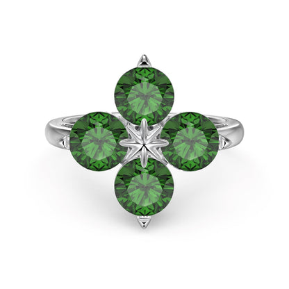 [baslovejewels]Four-Leaf Clover Eight-Pointed Star Ring
