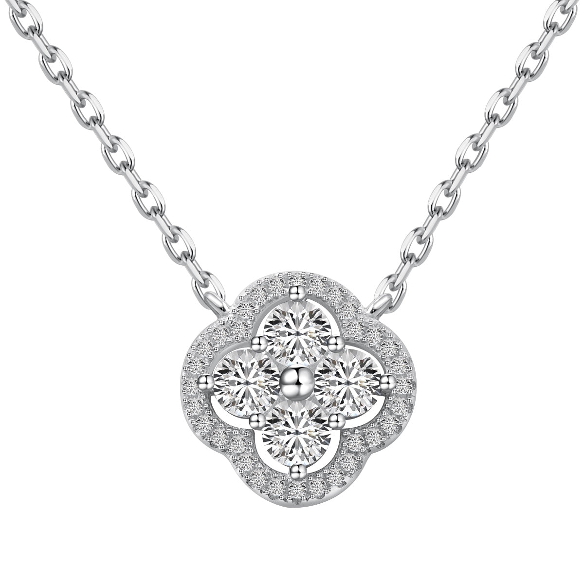 [baslovejewels]Exquisite Necklace With Four-Leaf Clover Flower Design