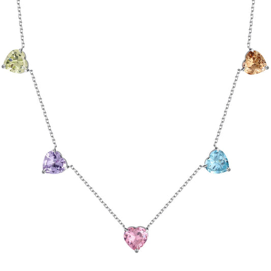 [baslovejewels]Sparkling Colorful Heart Cut Necklace