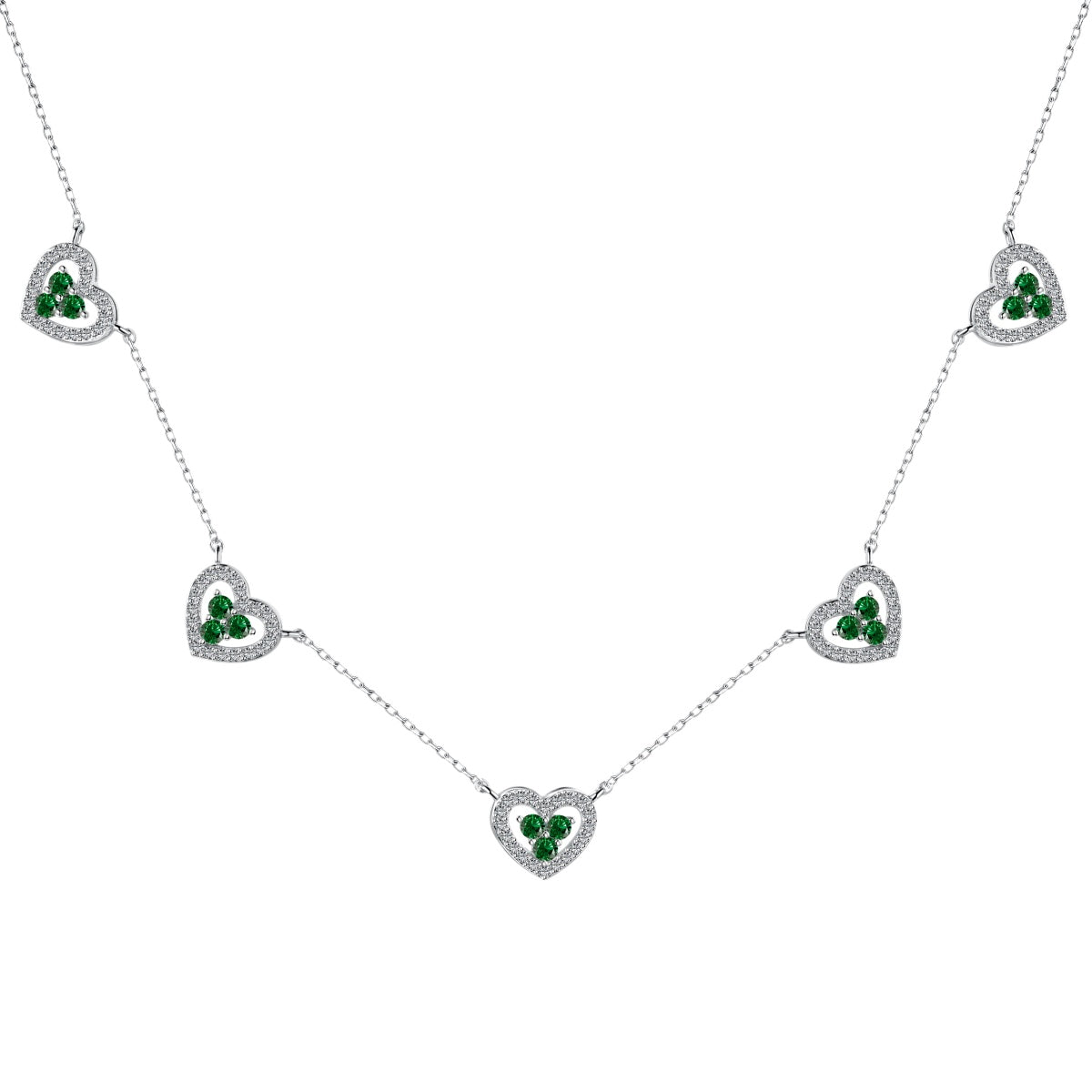 [baslovejewels]Sparkling Five Heart Necklace