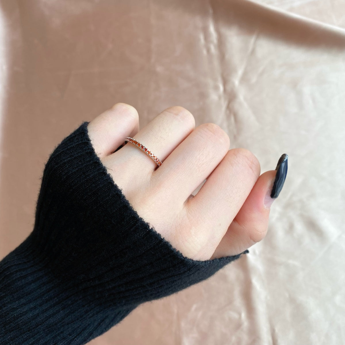[AURORA]Delicate Sparkling Round Cut Daily Ring