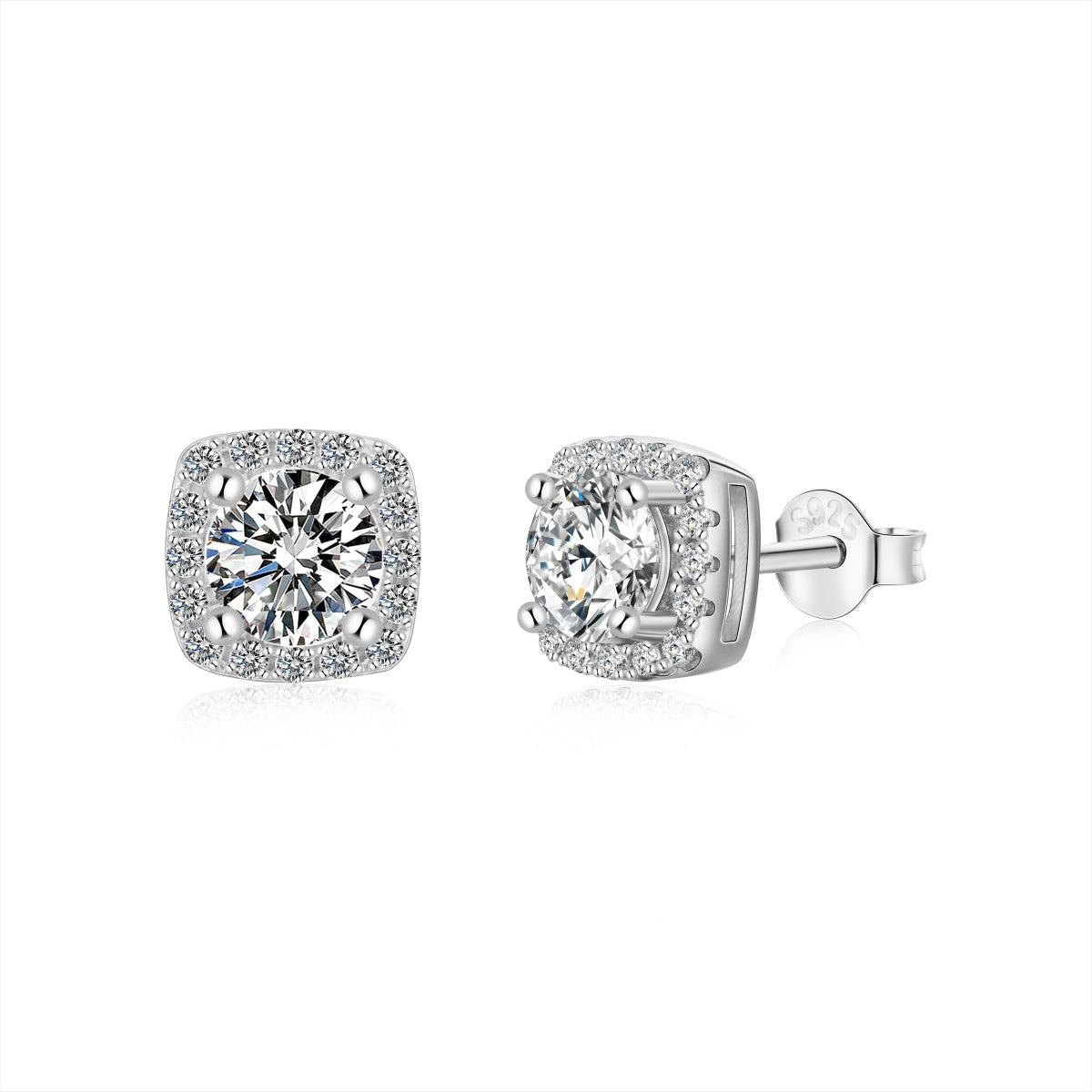 [baslovejewels]Classic Round Center Stone Stud Earrings