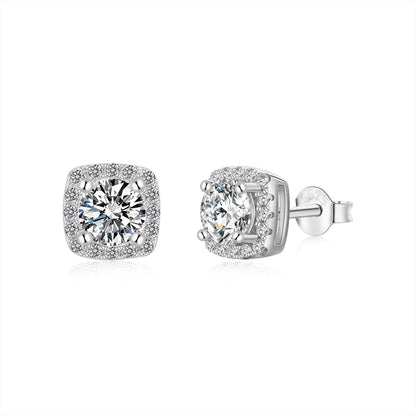 [baslovejewels]Classic Round Center Stone Stud Earrings