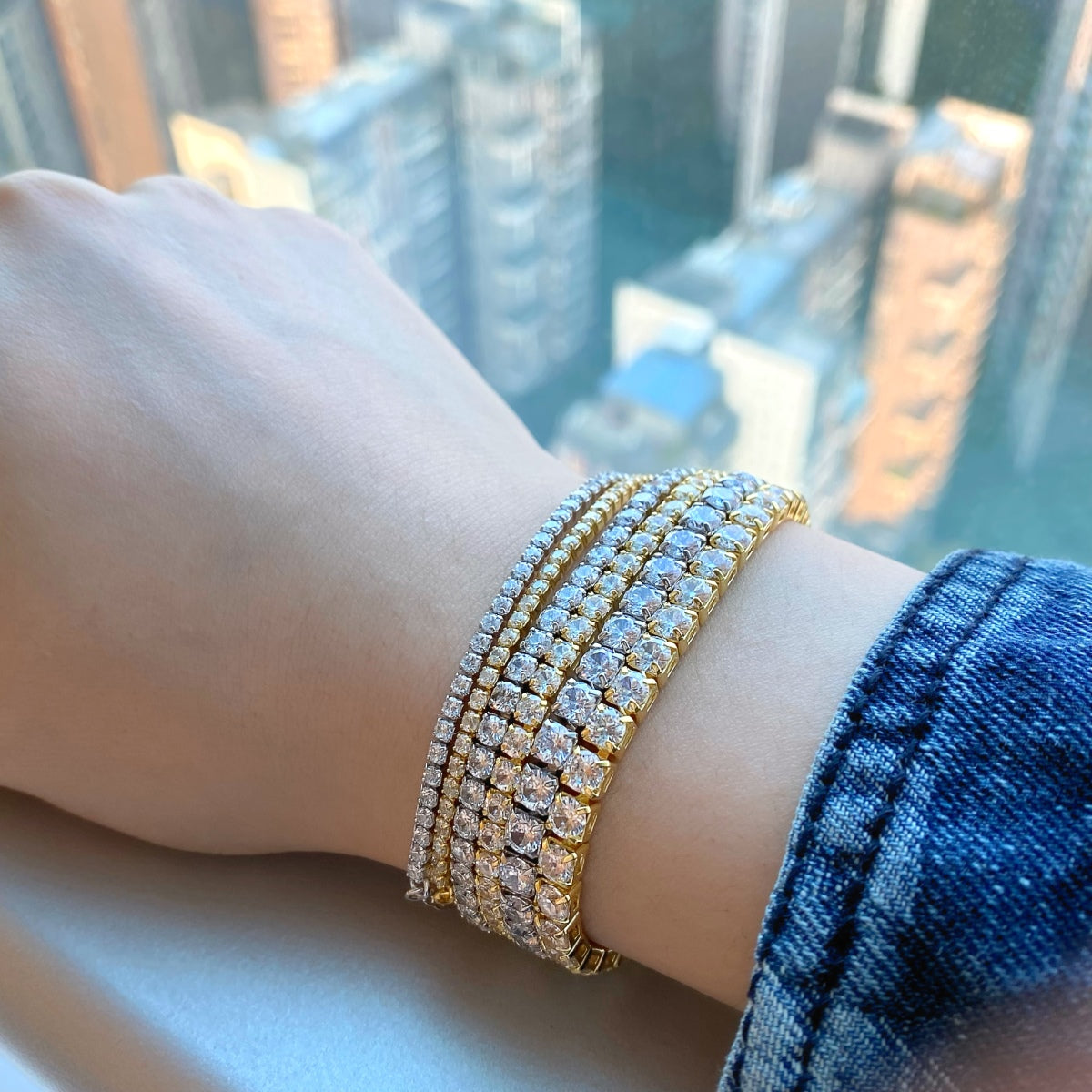[AURORA]Sparkling Radiant Princess Cut Tennis Bracelet