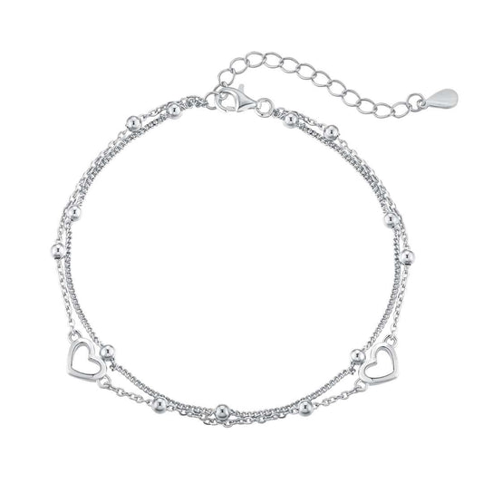 [baslovejewels]Dainty Double Layer Love Heart Bracelet