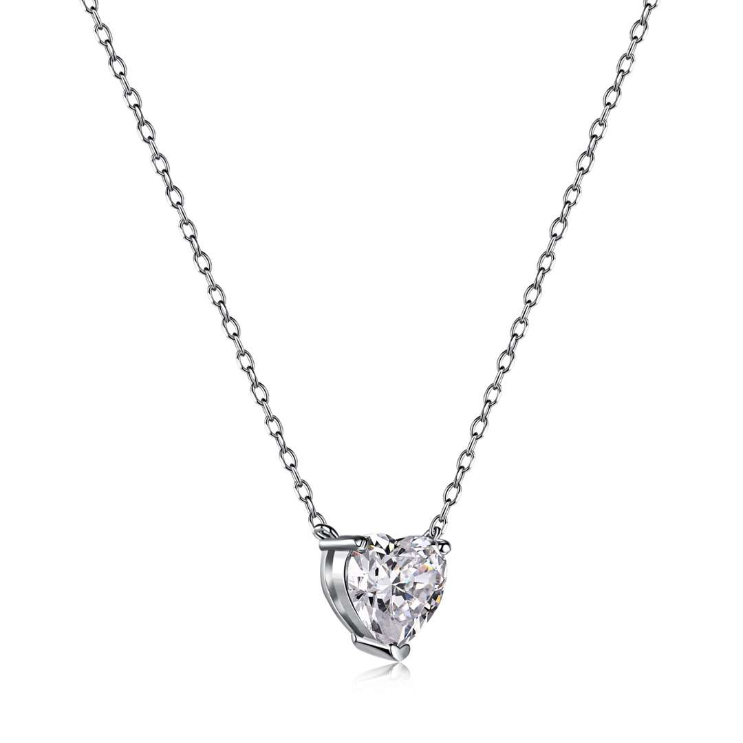 [baslovejewels]Heart Shape Main Stone Pendant Collarbone Necklace