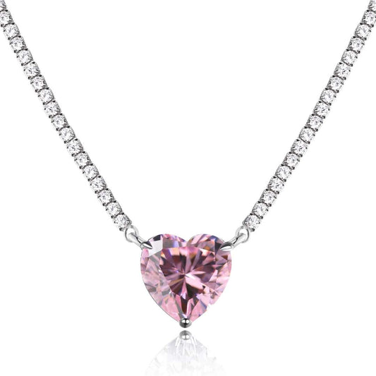 [baslovejewels]8.0 Carat Versatile Colorful Sweet Heart-Shaped Tennis Necklace