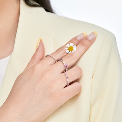 [baslovejewels]Dazzling Lustrous Round Cut Tennis Ring