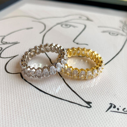 [AURORA]Ornate Oval Cut Tennis Ring