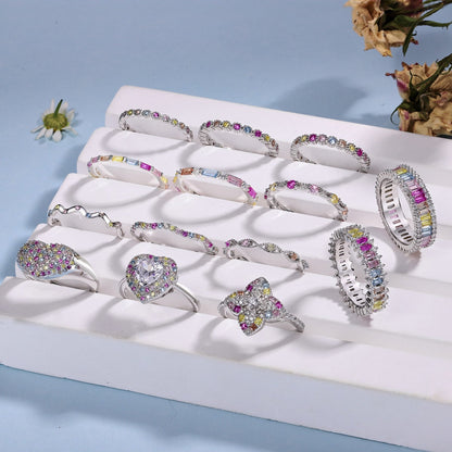 [AURORA]Exquisite Multicolored Emerald Cut Daily Ring