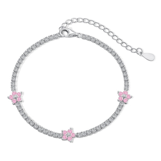 [baslovejewels]Sparkling Flower Shape Tennis Bracelet