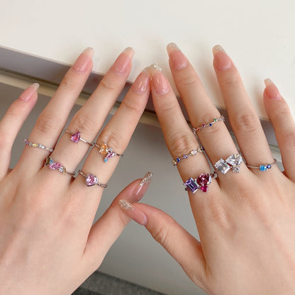 [AURORA]Radiant Colorful Multi Cut Daily Ring