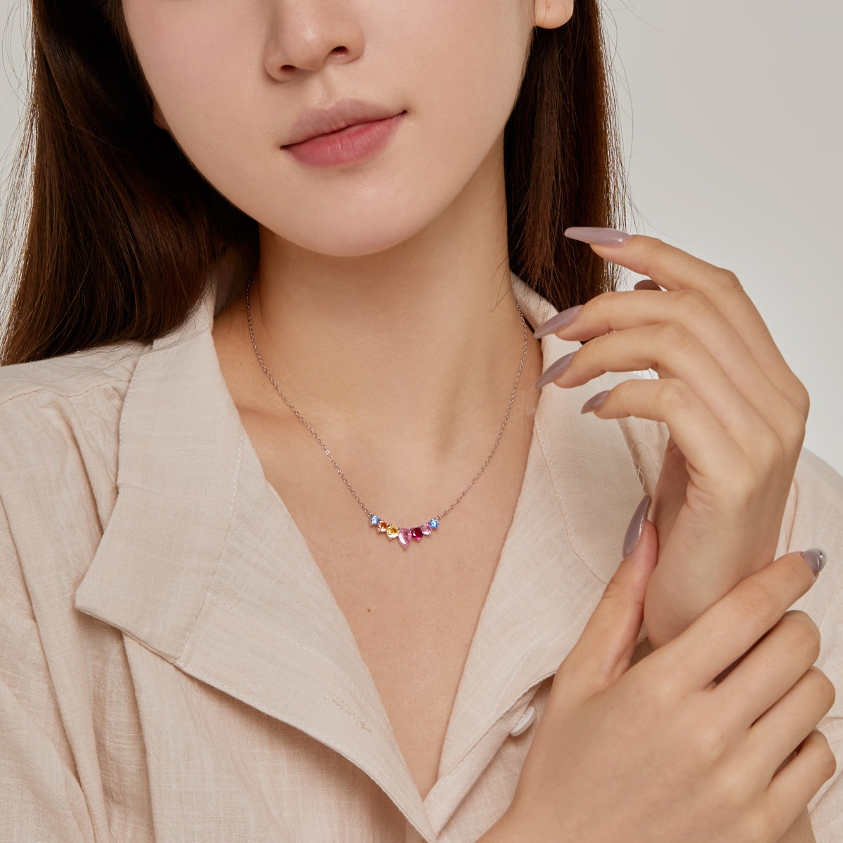 [baslovejewels]Dainty Colorful Heart Necklace