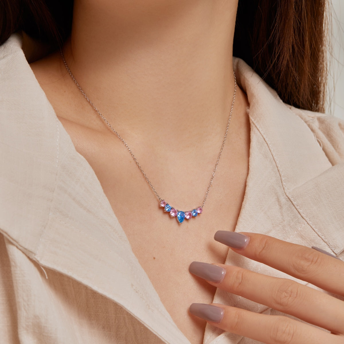 [baslovejewels]Dainty Colorful Heart Necklace