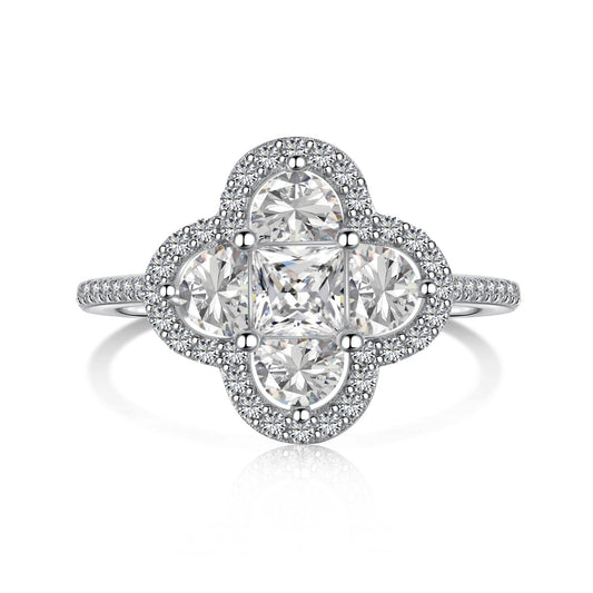 [baslovejewels]Luxurious Eternity Flower Shape Banquet Ring