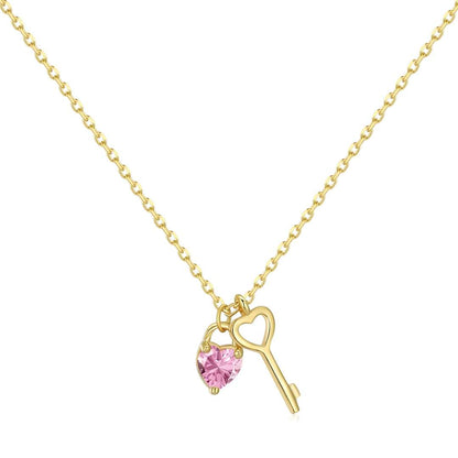 [baslovejewels]Unique Heart Shape Key Pendent Necklace