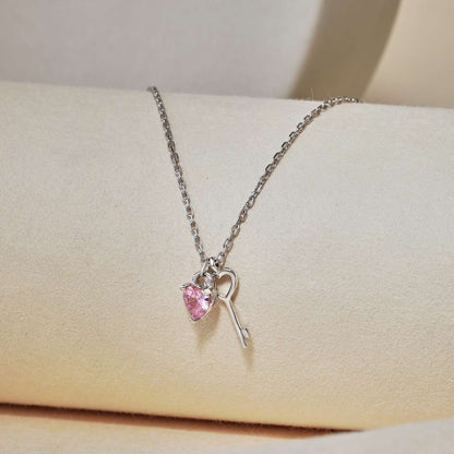 [baslovejewels]Unique Heart Shape Key Pendent Necklace