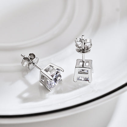 [AURORA]1.0 Carat Radiant Princess Cut Wedding Earrings