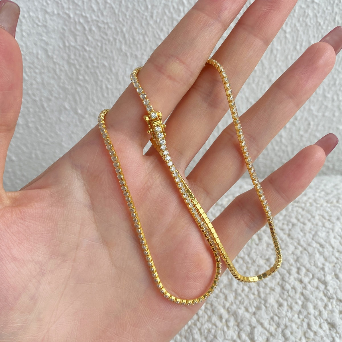 [AURORA]Delicate Round Shape Tennis Necklace