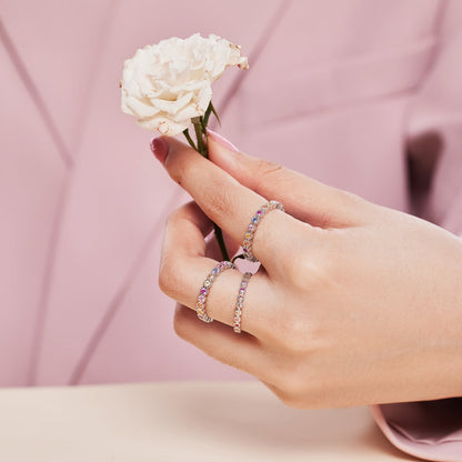 [baslovejewels]Radiant Sparkling Round Cut Daily Ring