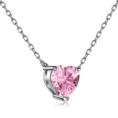 [baslovejewels]Heart Shape Main Stone Pendant Collarbone Necklace