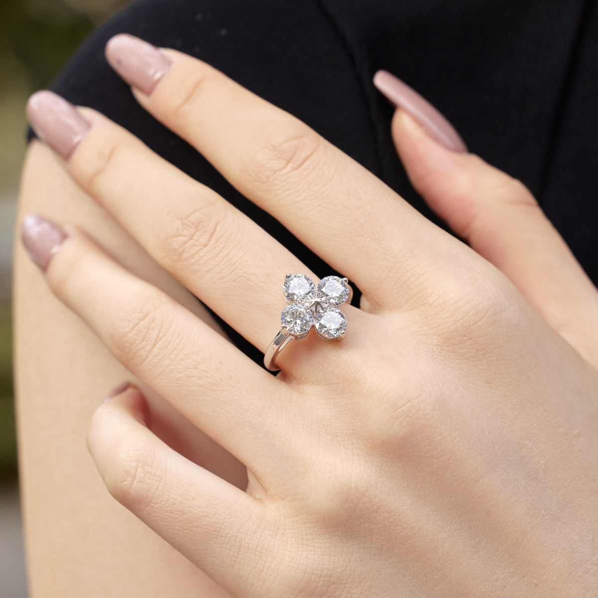 [baslovejewels]Four-Leaf Clover Eight-Pointed Star Ring