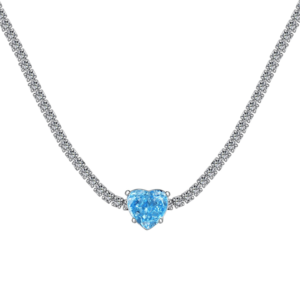 [AURORA]2.0 Carat Sparkling Tennis Heart Cut Necklace
