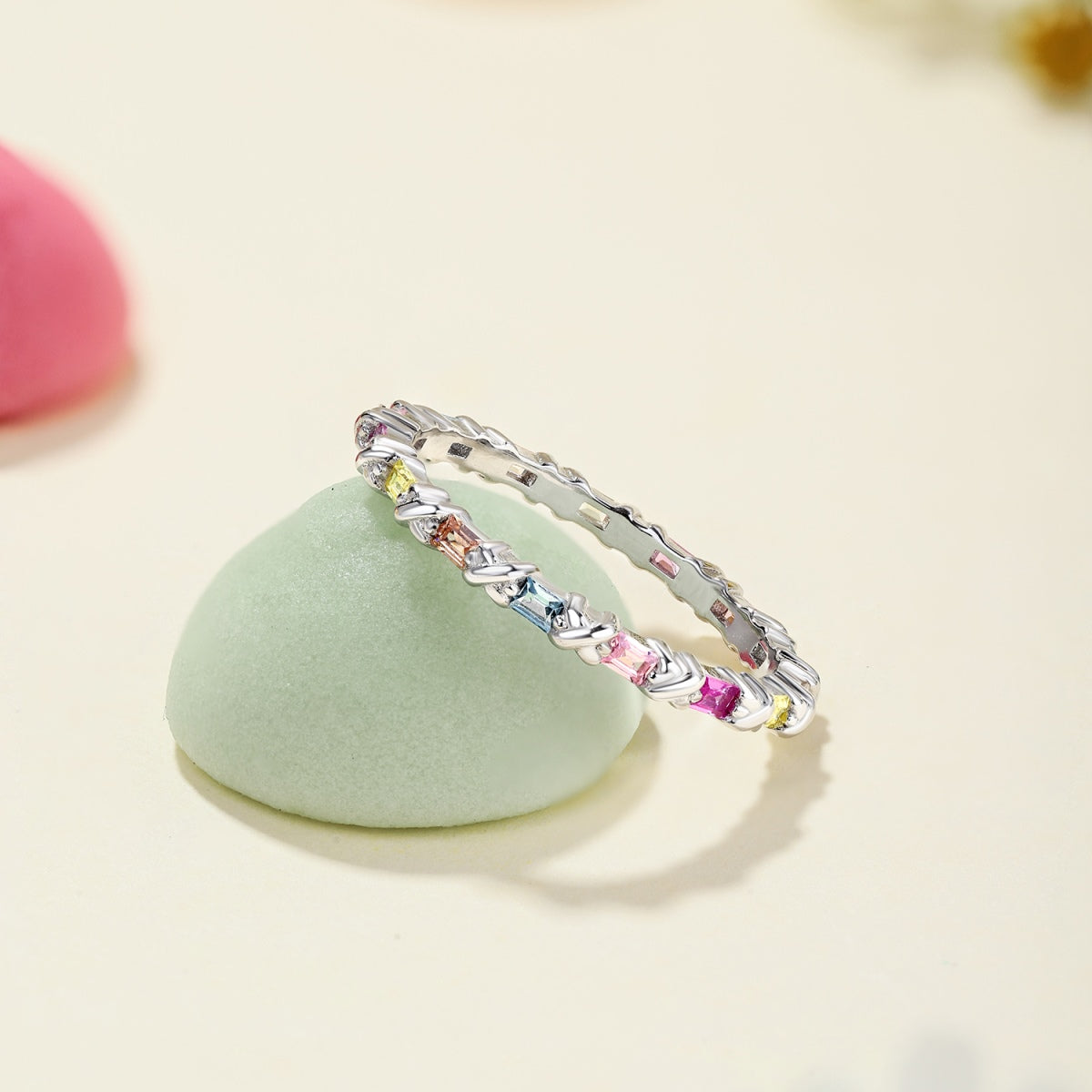 [baslovejewels]Charming Colorful Round Cut Daily Ring