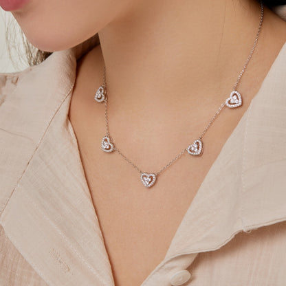 [baslovejewels]Sparkling Five Heart Necklace