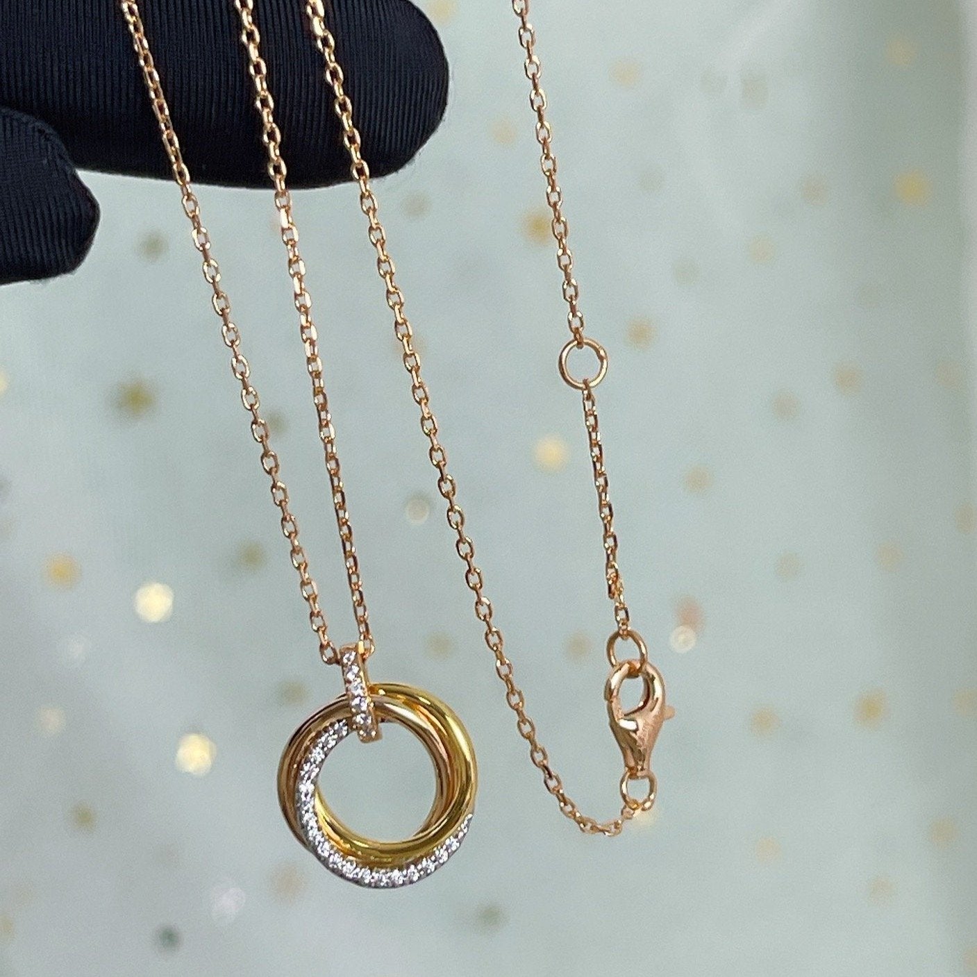 [AURORA]トリニティネックレス シルバーゴールド ピンクゴールド ダイヤモンド