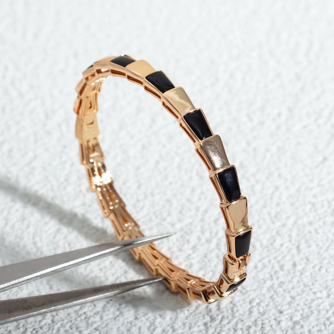 [AURORA]SERPENTI-ARMBAND ROSA GOLD ONYX