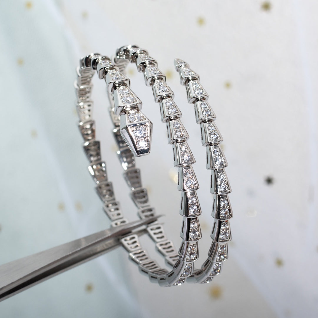 [AURORA]SERPENTI BRACELET SILVER DIAMOND DOUBLE ROW