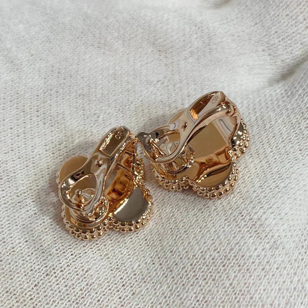 [AURORA]CLOVER MEDIUM 1 MOTIFS CARNELIAN  DIAMOND earrings