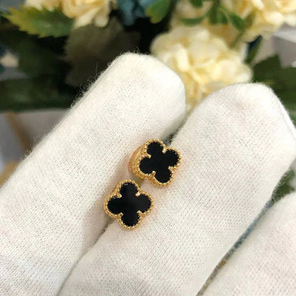 [AURORA]CLOVER MINI 9.5MM BLACK MOP EARRINGS