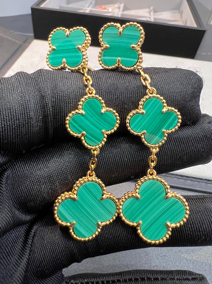 [AURORA]CLOVER MALACHITE 3 MOTIFS GOLD