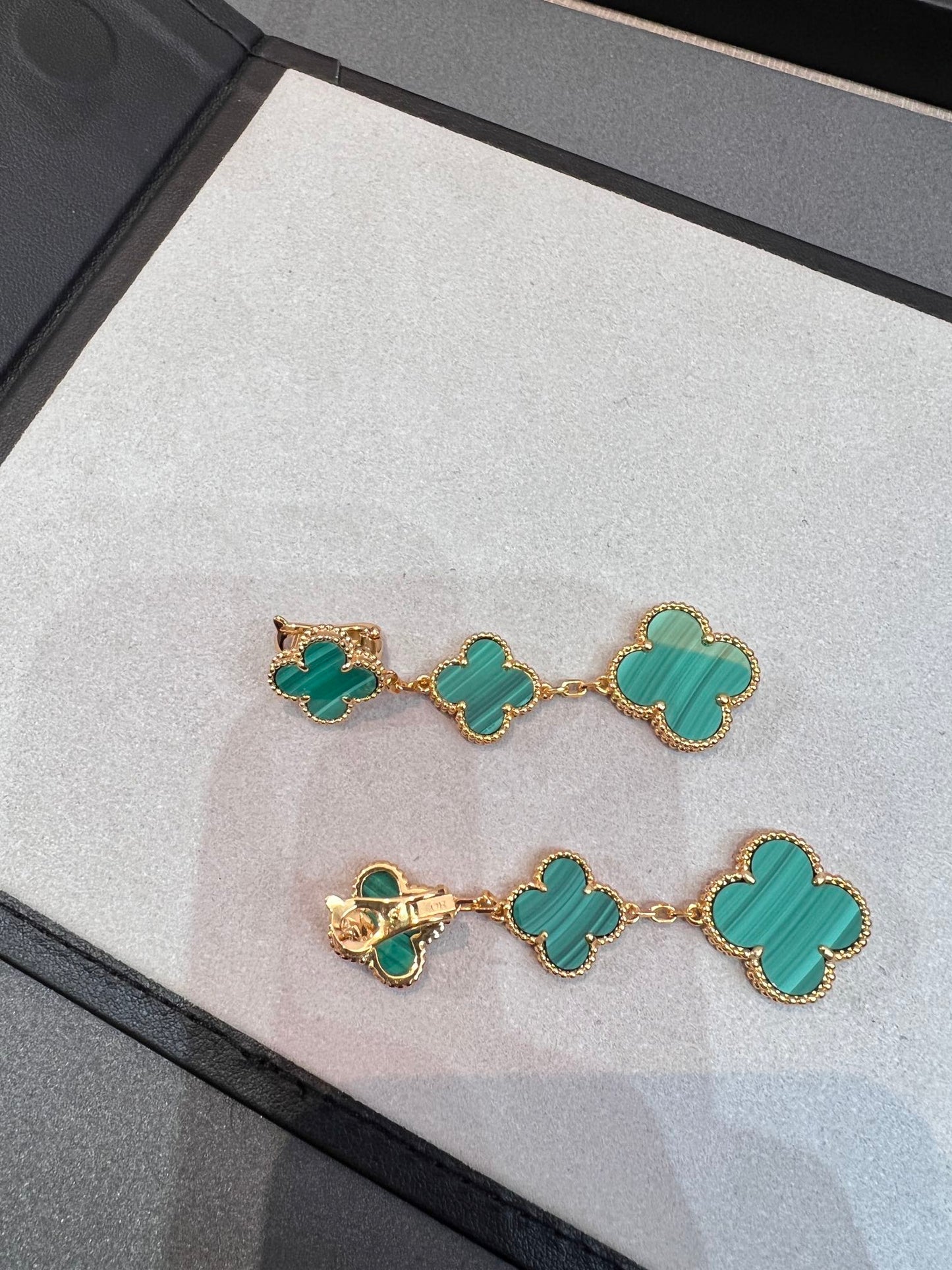 [AURORA]CLOVER MALACHITE 3 MOTIFS GOLD