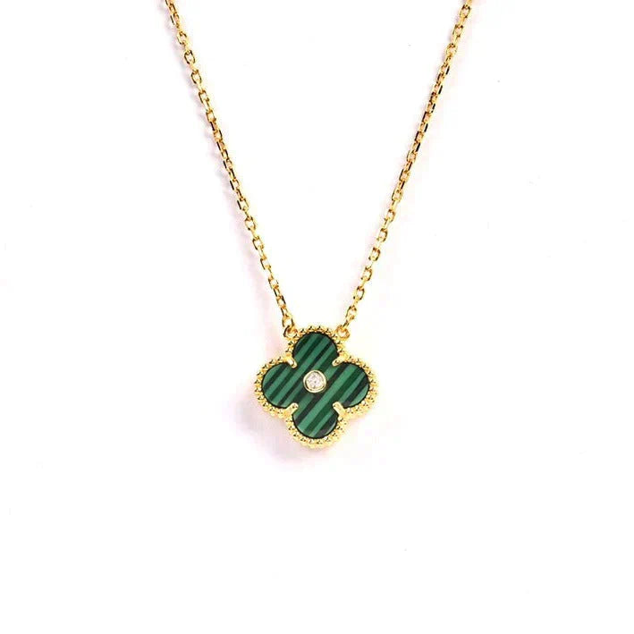 [basloveJW]CLOVER 15MM DIAMANT-TÜRKIS-HALSKETTE