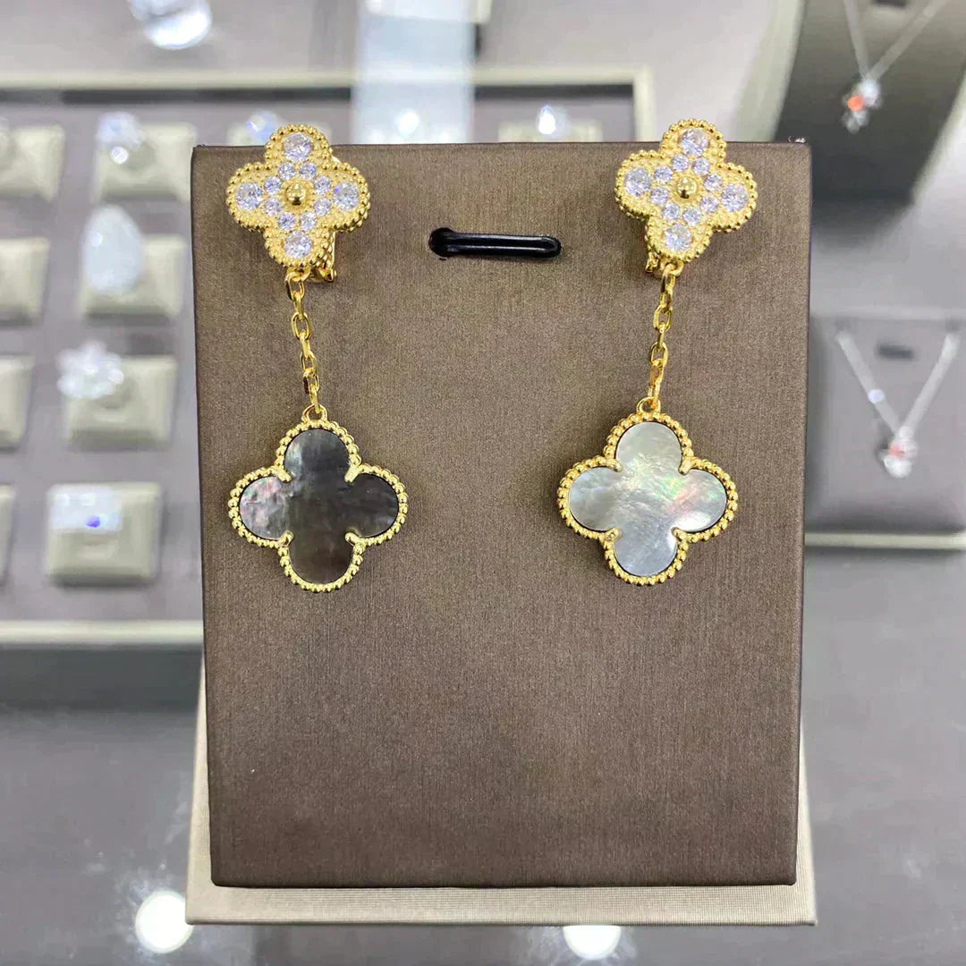 [basloveJW]CLOVER 2 MOTIFS DIAMOND OHRRINGE (MEHRFACHAUSWAHL)