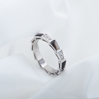 [AURORA]SERPENTI RING SILVER  DIAMOND BLACK MOP 3MM