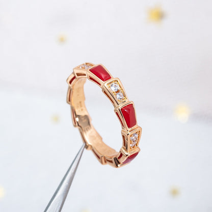 [AURORA]SERPENTI RING ROTGOLD KARNEOL DIAMANT 3MM
