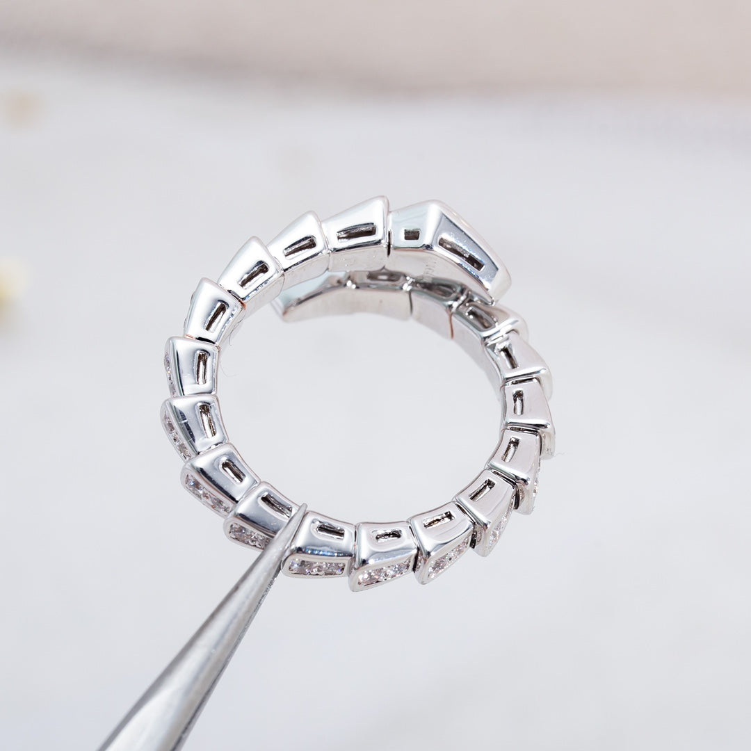 [AURORA]SERPENTI RING SILVER DIAMOND PAVED 4MM