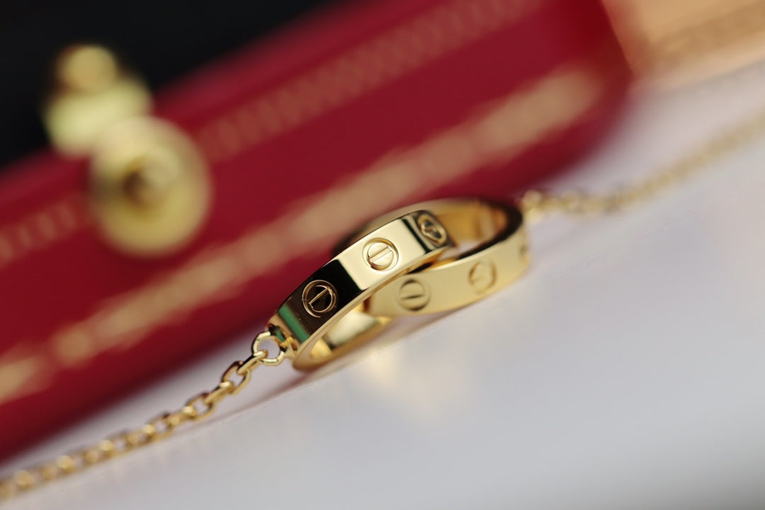 [AURORA]LOVE NECKLACE DOUBLE RING GOLD