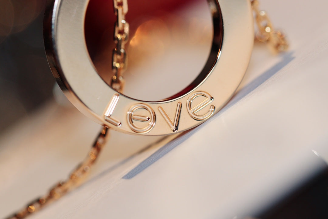 [AURORA]LOVE NECKLACE 16MM 6 DIAMONDS PINK GOLD